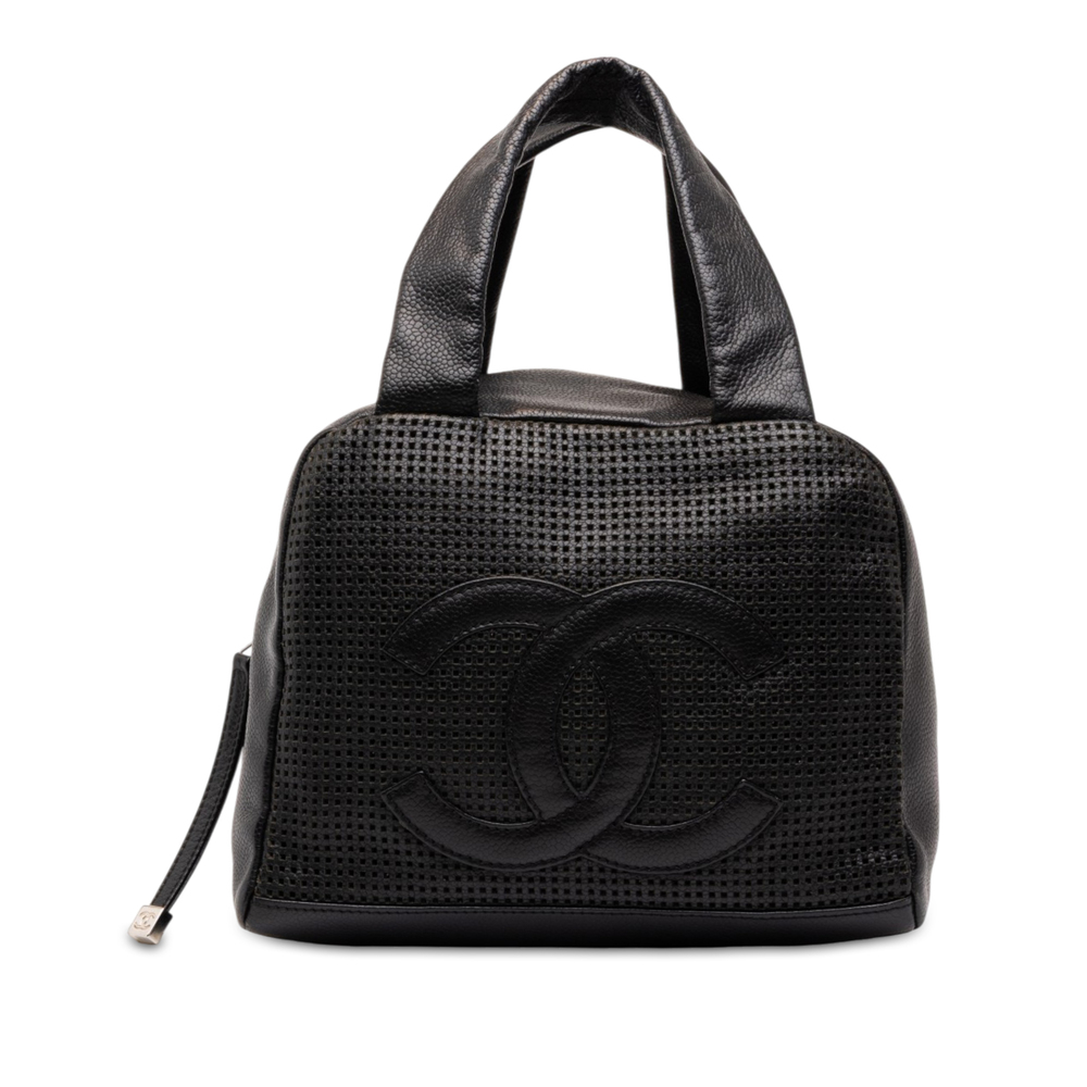 Pre-Loved Chanel CC Perforated Caviar Bowler Bag